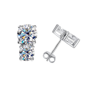 Round Color Moissanite Wedding Stud Earrings