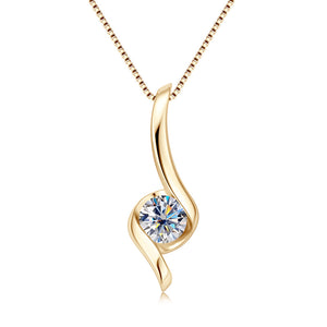 Solitaire Moissanite Twist Pendant Necklace