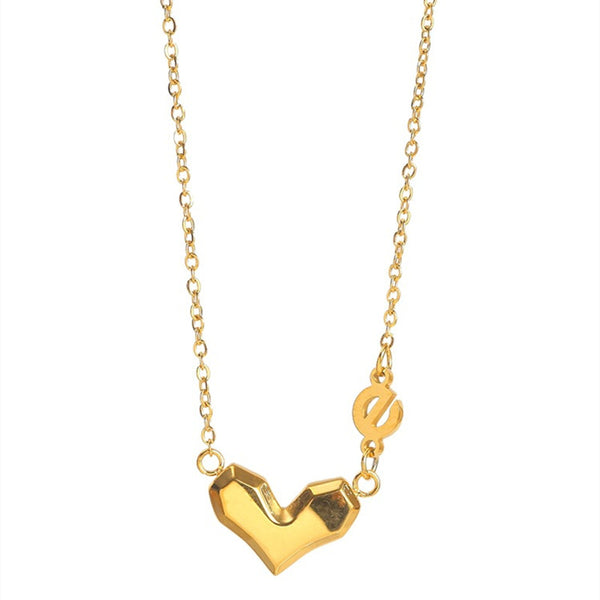 Letter E Heart Pendant Necklace