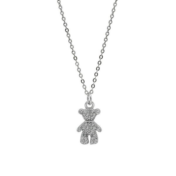 Silver Teddy Bear Necklace
