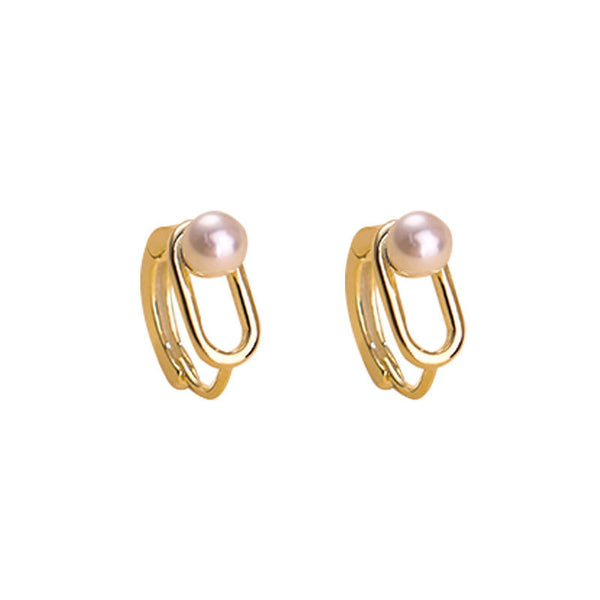 Pin Pearl Hoop Earrings