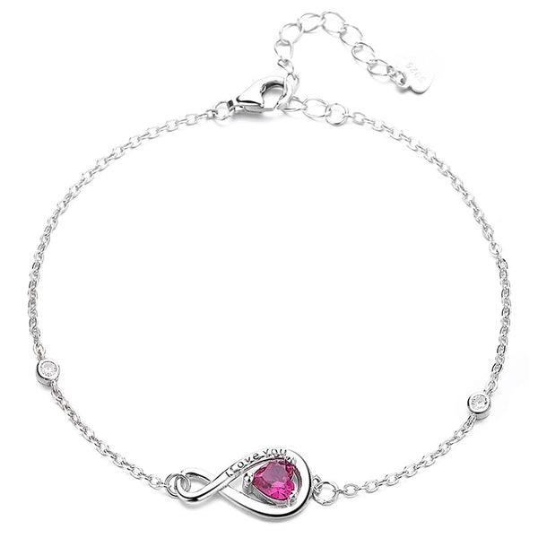 Colored Heart Mobius Charm Bracelet