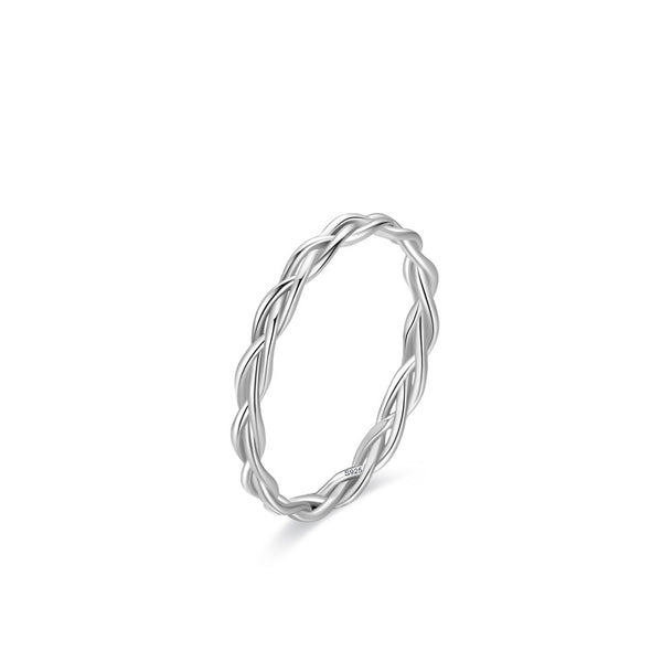 Silver Twist Braided Stackable Ring