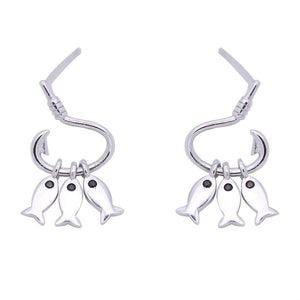 Dainty Tiny Fish Dangle Drop Earrings