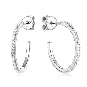 Moissanite Pave C Hoop Statement Earrings