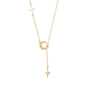 Collana con ciondolo delicato a forma di luna e stella pendente