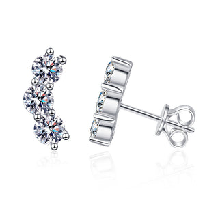 Moissanite Crawler Wedding Stud Earrings