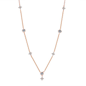 Moissanite Four Leaf Clover Station Necklace