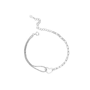 Heart Charm Bead Double Chain Bracelet