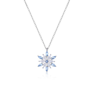 Blue Snowflake Charm Pendant Necklace