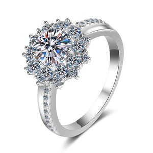 Moissanite Sunflower Halo Engagement Ring