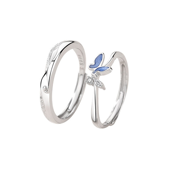 Butterfly Ocean Matching Couple Ring