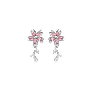 Pink Cherry Blossom Flower Stud Earrings