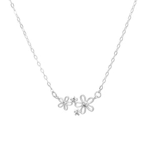 Dainty Double Flower Charm Necklace