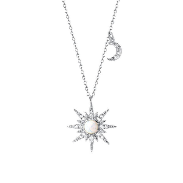 Opal Sun Moon Pendant Necklace