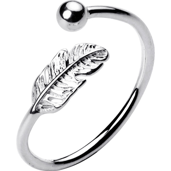 Silver Feather Stackable Ring