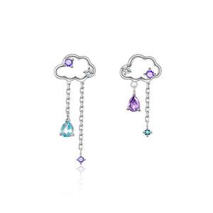 Cloud Rain Chain Dangle Drop Stud Earrings