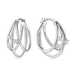 Three-Stone Moissanite Hoop Earrings
