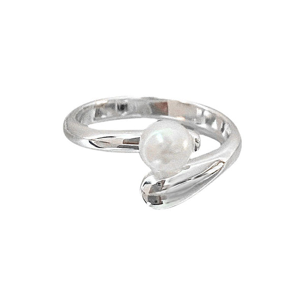 Silver Pearl Teardrop Ring