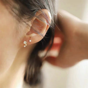 Tiny Small Pearl Star Wedding Stud Earrings
