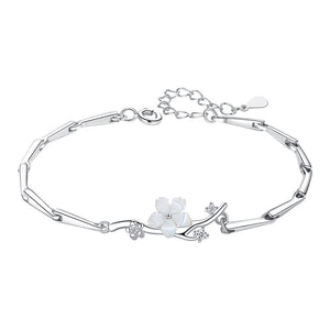 White Cherry Blossom Flower Charm Bracelet