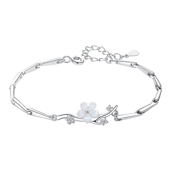 White Cherry Blossom Charm Bracelet
