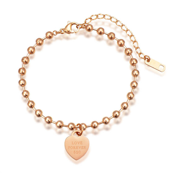Gold Heart Charm Beaded Ankle