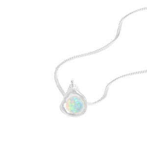 Dainty Silver Opal Pendant Necklace