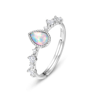 Dainty Opal Teardrop Cabochon Stacking Ring