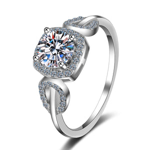 Moissanite Leaf Halo Pave Engagement Ring