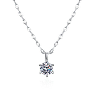 Six-Prong Round Moissanite Pendant Necklace