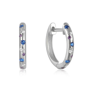 Blue Moon Star Huggie Hoop Earrings