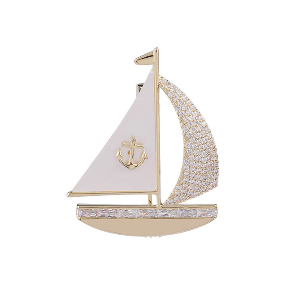 Sailboat Mother of Pearl Brooch