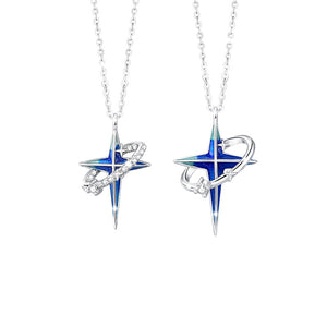 Blue Star Planet Matching Couple Necklace
