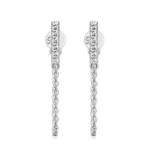 Moissanite Pave Bajoran Chain Drop Earrings