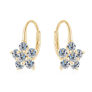 Moissanite Flower Lever Back Hoop Earrings