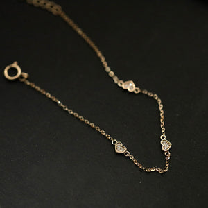 Gold Triple Heart Charm Stacking Bracelet