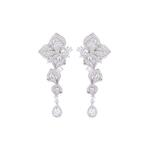 Color Gem Flower Statement Drop Earrings