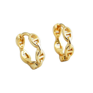 Small Chain Link Huggie Hoop Earrings