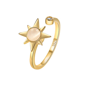 Moonstone Star Anxiety Fidget Spinner Ring