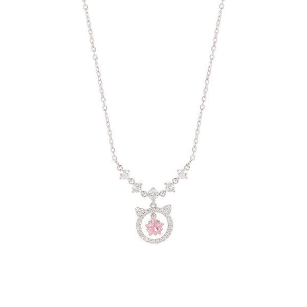 Pink Star Cat Pendant Necklace