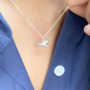 Dainty Ocean Sea Whale Charm Necklace
