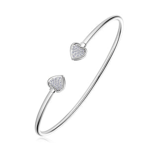 Moissanite Heart Pave Stacking Bangle Bracelet