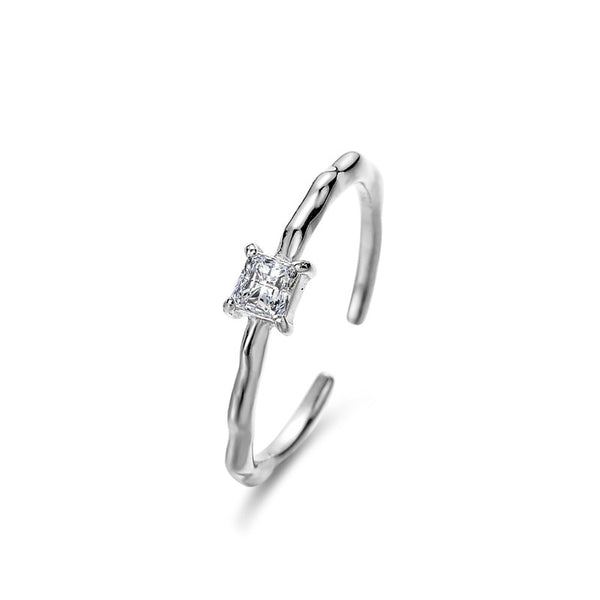 Four-Prong Square Silver Ring