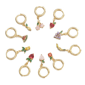 Fruit Dangle Drop Small Hoop Earrings