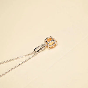 Dainty Round Cut Citrine Charm Necklace