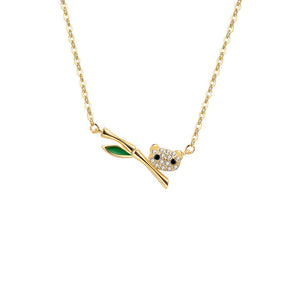 Cute Panda Bamboo Pendant Necklace
