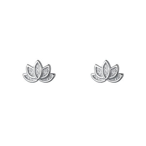 Tiny Small Lotus Flower Stud Earrings