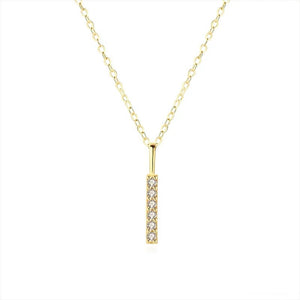 Pave Setting Bar Pendant Necklace