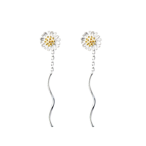Daisy Flower Threader Earrings
